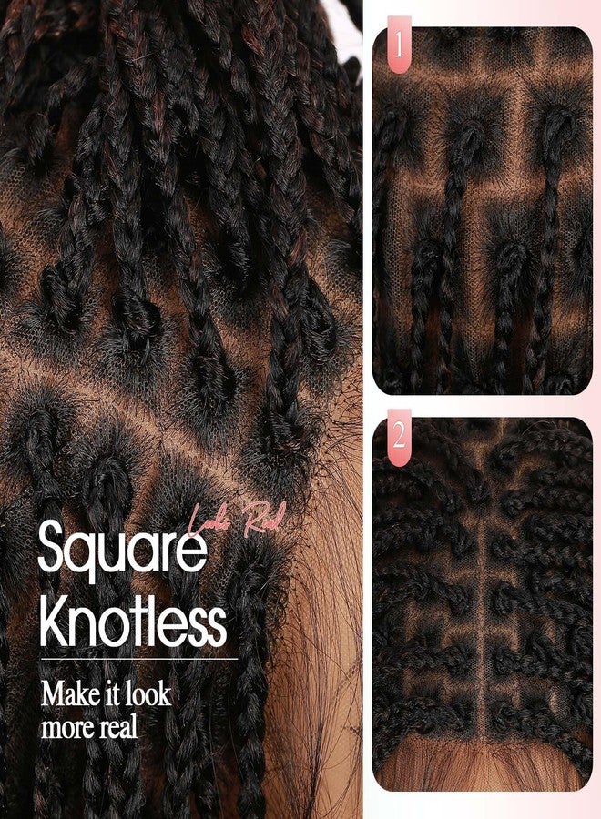 Fancy Hair Braided Wig for Black Women Square Knotless Box Braided Wigs Full Double Lace Glueless Braids Wig with Baby Hair Synthetic Ombre Brown to Blonde Braid Wig 26 inch - Image 5